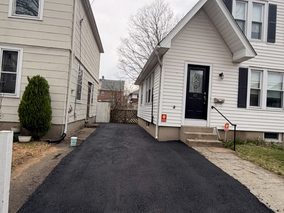 Newly paved residential driveway
